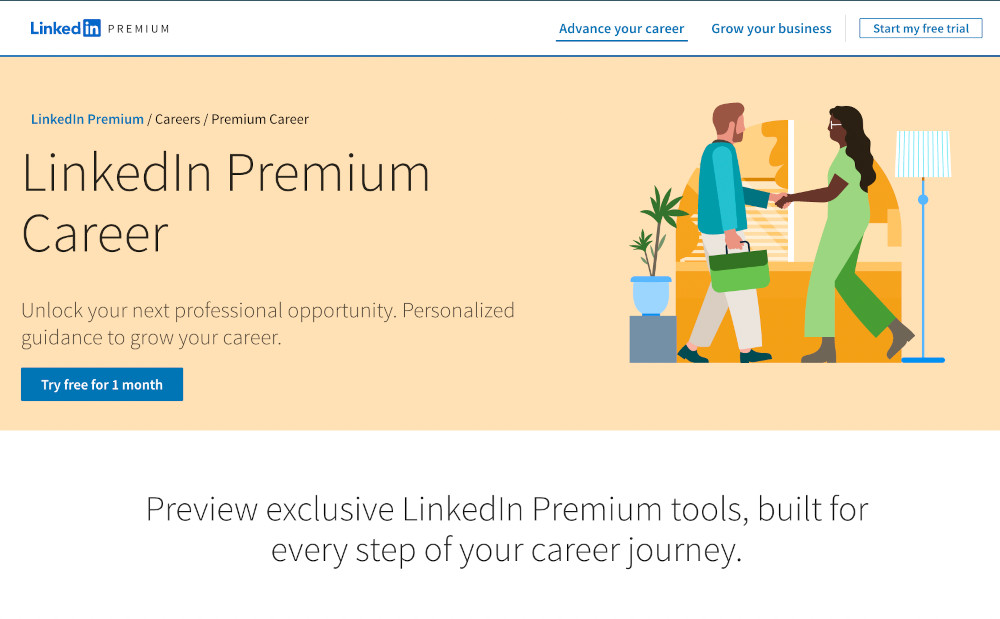 linkedin premium landing page