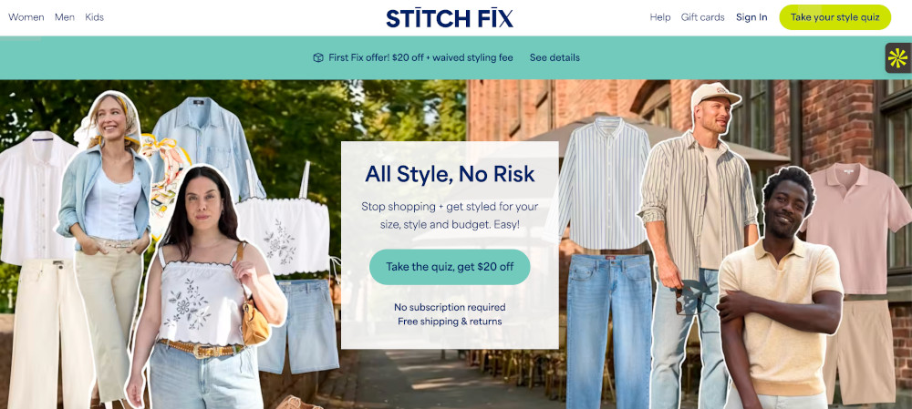 Stitch Fix landing page screenshot