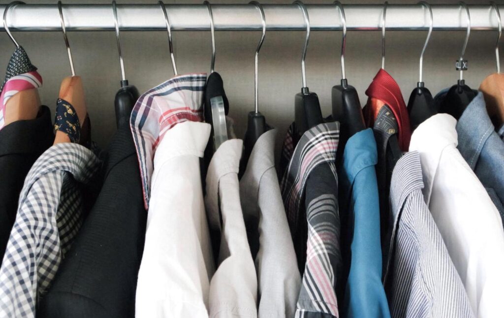 clothes hanging on hangers