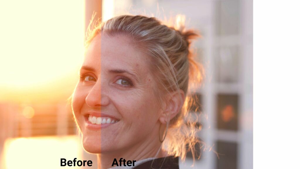 before and after correction of warm image