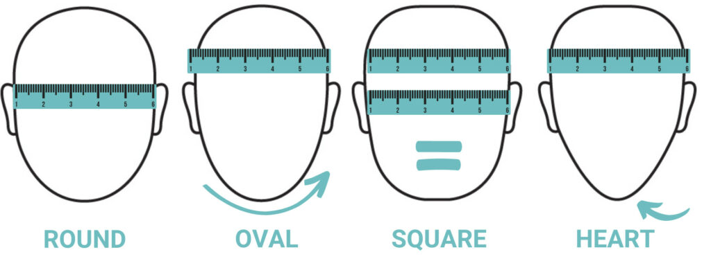 find your face shape with this graphic, circle, oval, heart, square