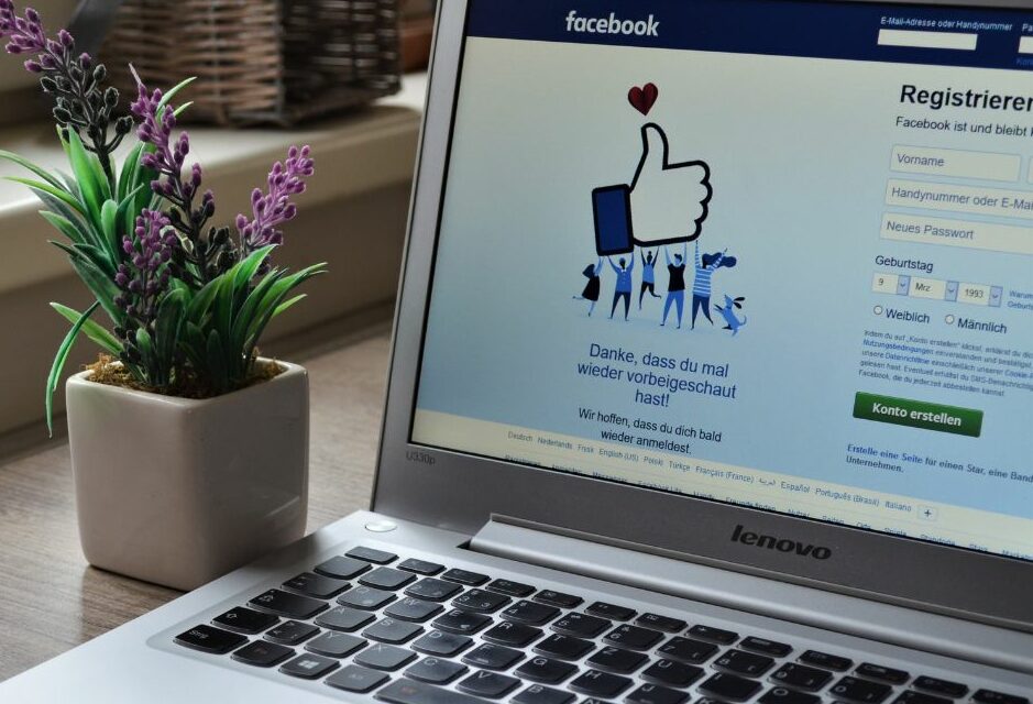 facebook homepage on laptop
