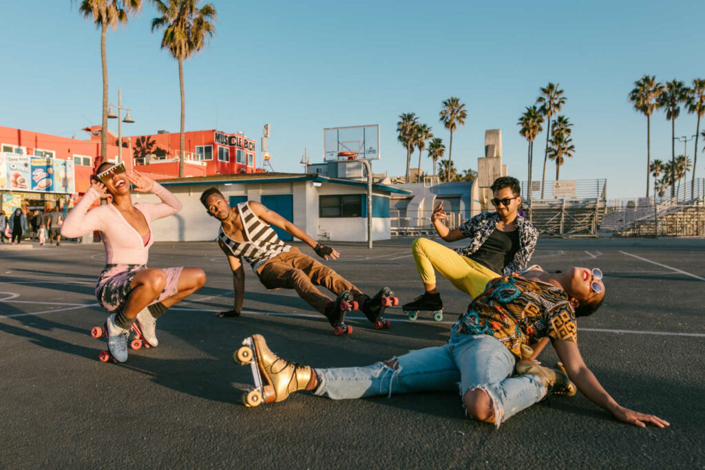 strike a pose with friends after rollerblading