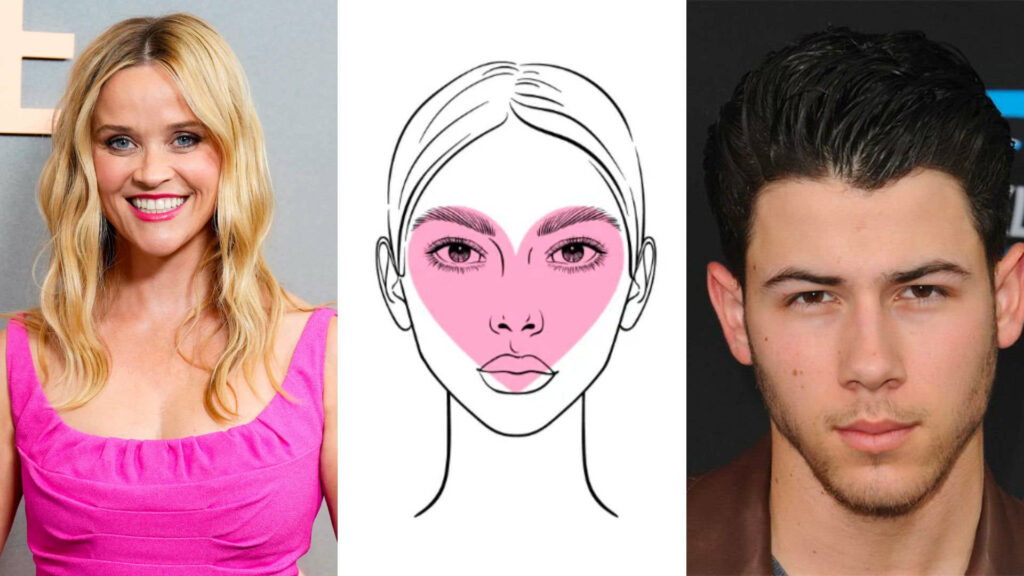 heart face shape examples nick jonas and reese witherspoon