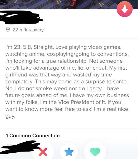 im a nice guy bio without proof or context