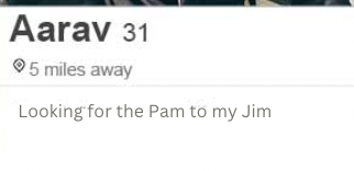 looking for the pam to my jim, office dating app bio
