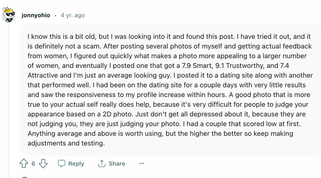 long reddit review for photofeeler