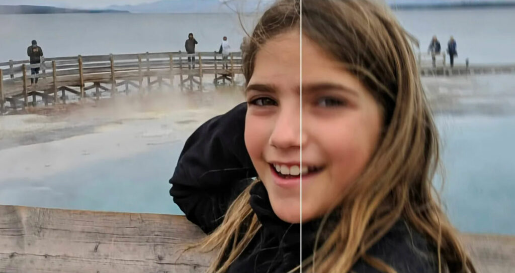 before and after unblur tool in google pixel