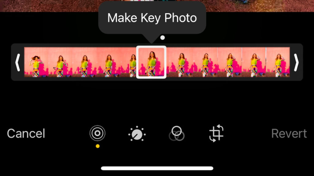 choosing an image from a live photo on iphone, making a key photo