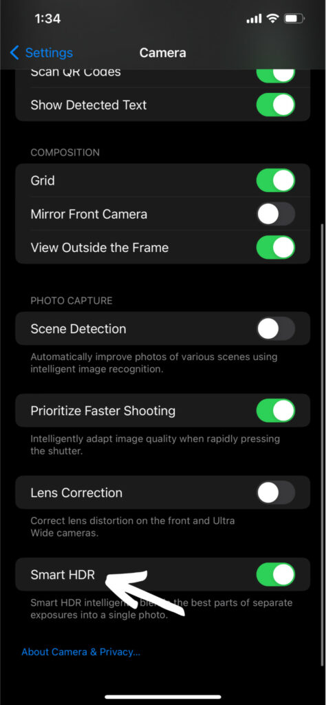 how to find smart hdr on the iphone