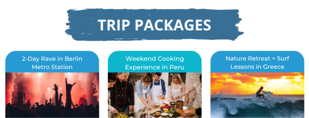 three trip packages related to online dating choices