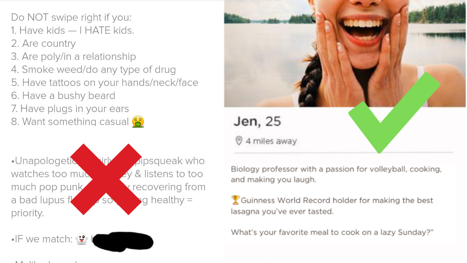 what to do and what not to do, tinder bio