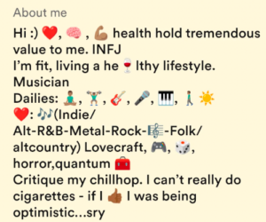 too many emojis in a dating app bio