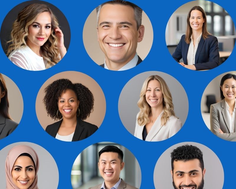 various ai headshots on linkedin, collage of ai headshots