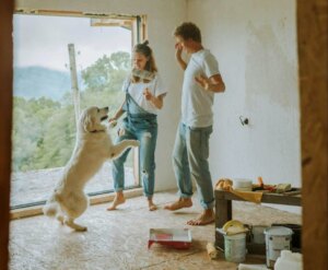 couple dancing in their apartment