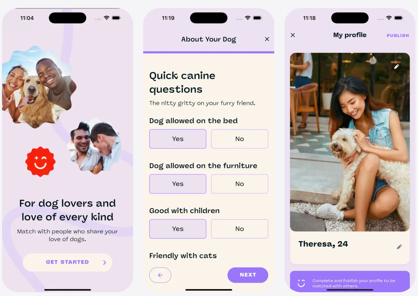 frolly dating app, app interface