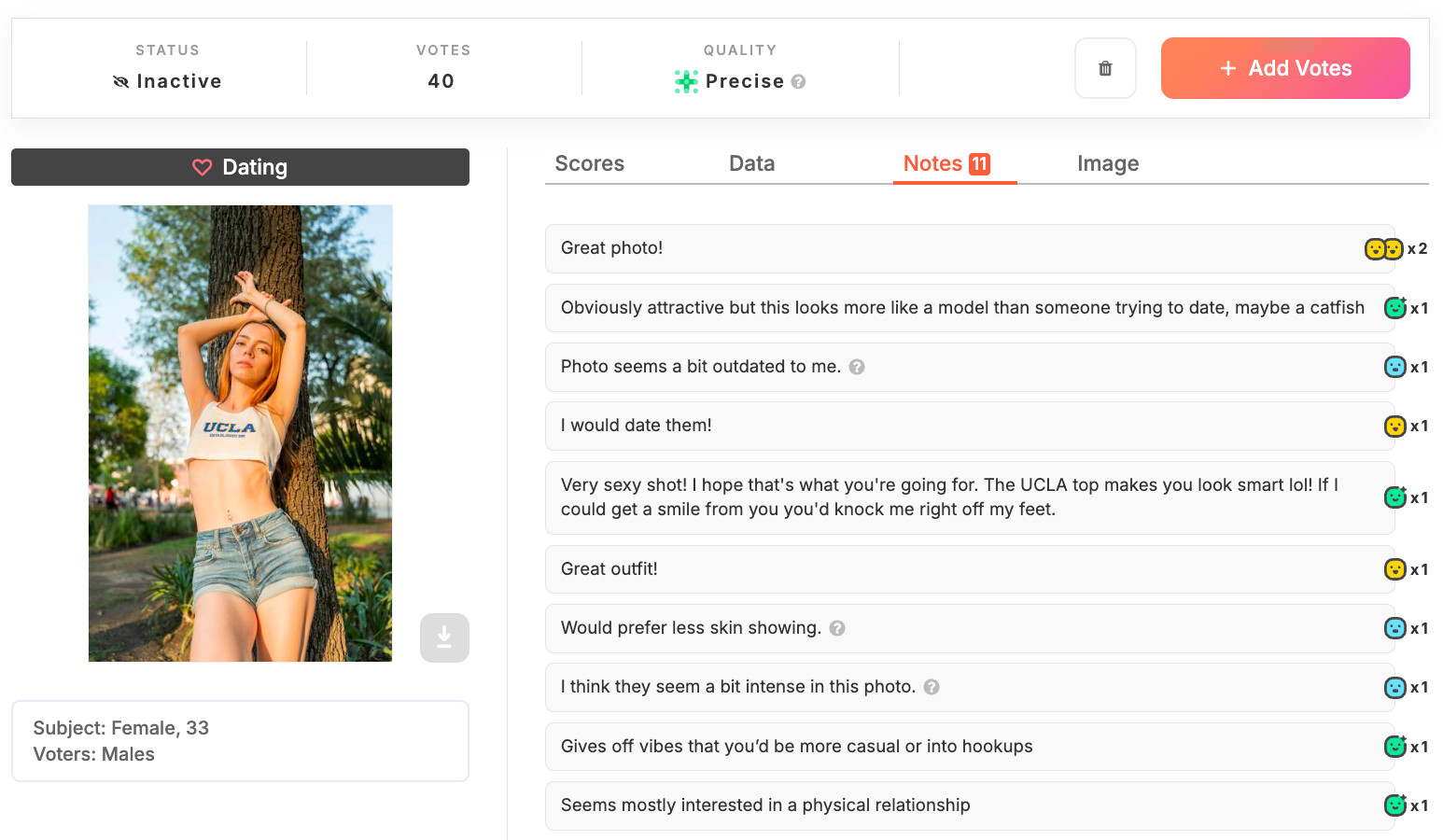 photofeeler test sample with constructive feedback