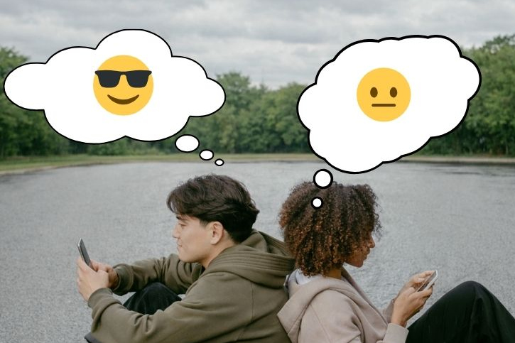 male writing tinder bio and female interpretating it