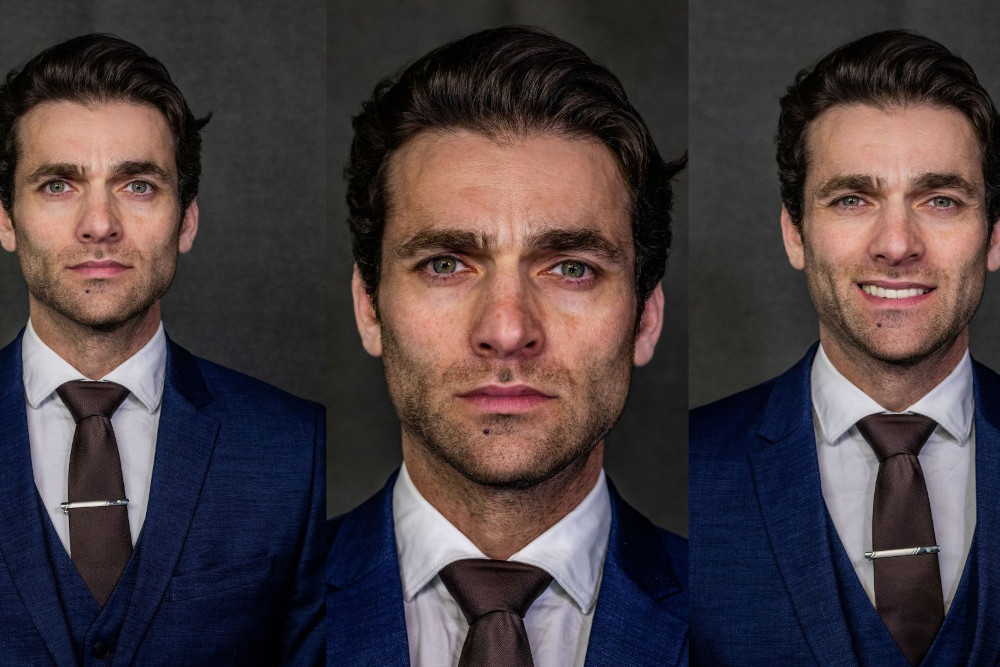 different expressions, one linkedin headshot